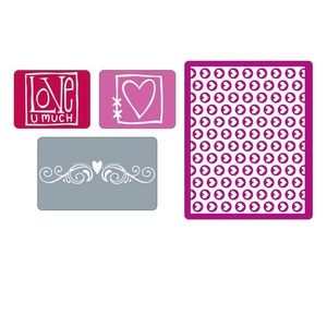 Sizzix 4 pcs Texture Impressions embossing folders - LOVE SET